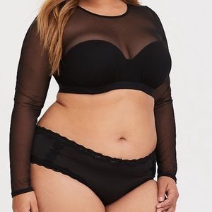 Torrid Black Mesh Long Sleeve Under It All Crop Top size 2x